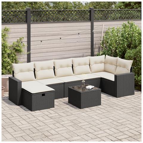 Set Divani Da Giardino Con Cuscini 8 Pz Nero In Polyrattan - Foto 1