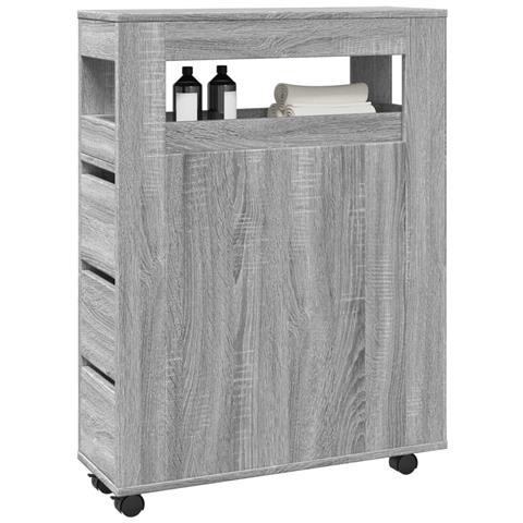 Mobile Da Bagno Stretto Con Ruote Grigio Sonoma In Truciolato - Foto 1