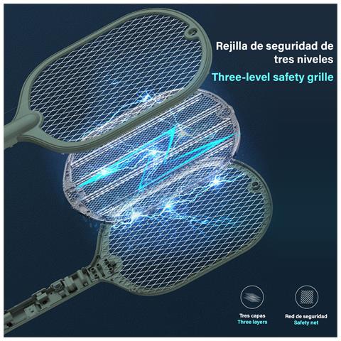 Racchetta Elettrica Wp-07 Uccide Zanzare, Mosche E Falene. Batteria Al Litio. Luce Ultravioletta 360°. - Foto 5