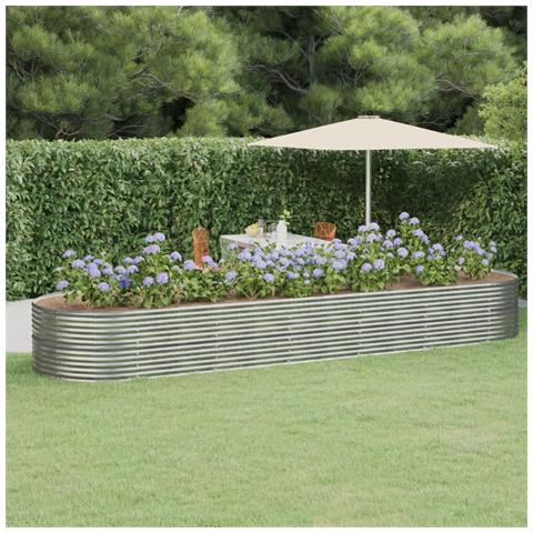Letto Giardino Acciaio Verniciato Polvere 510x140x68 Cm Argento - Foto 6