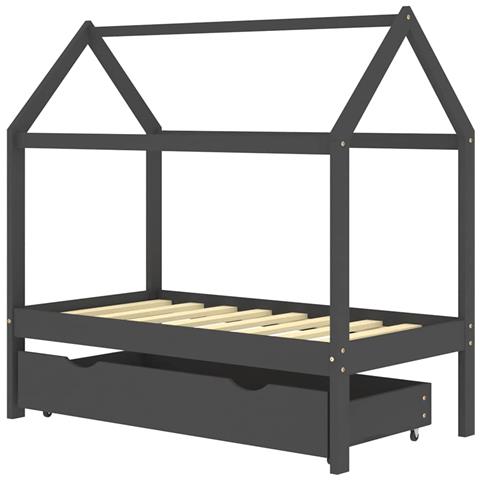 Giroletto Bambini Cassetto Grigio Scuro Pino Massello 70x140 Cm - Foto 1