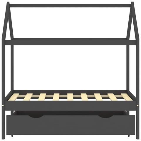 Giroletto Bambini Cassetto Grigio Scuro Pino Massello 70x140 Cm - Foto 2