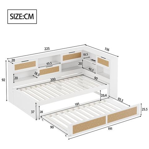 Divano Letto 90x200 Con Letto Estraibile Letto Singolo Per Bambini , Bianco - Foto 2