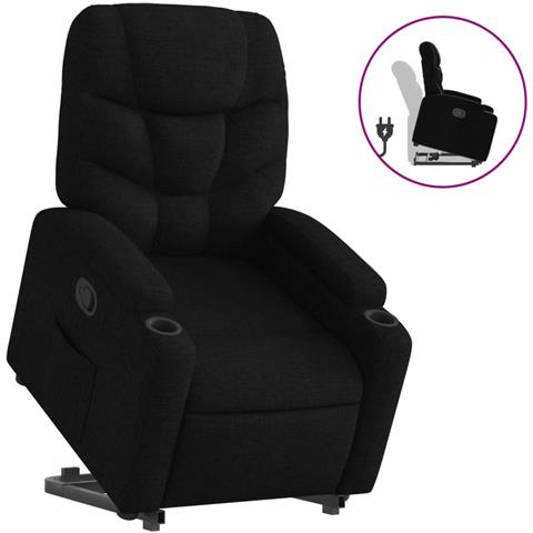 Poltrona Alzapersona Reclinabile Nera in Tessuto - Foto 1