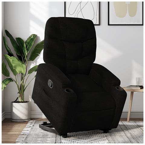 Poltrona Alzapersona Reclinabile Nera in Tessuto - Foto 2