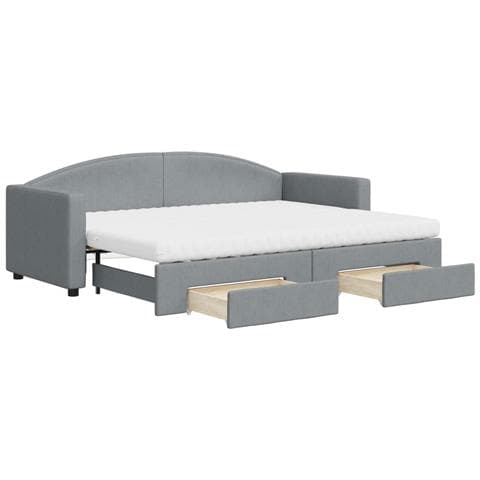 Divano Letto Estraibile Cassetti Grigio Chiaro 80x200cm Tessuto - Foto 1