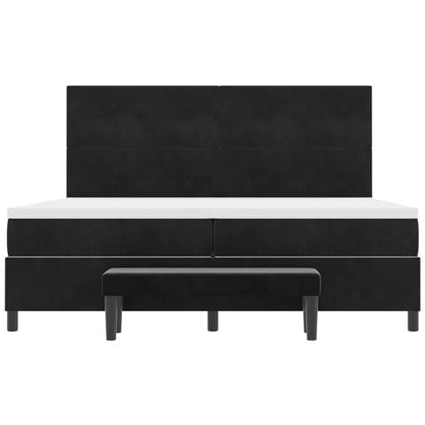 Letto con Box Spring e Materasso & Panca Nera 200x200 cm in Velluto - Foto 9