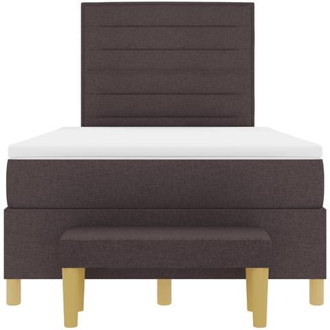 Letto con Sommier con Materasso e Panchina Marrone Scuro 120x200 cm Tessuto - Foto 9