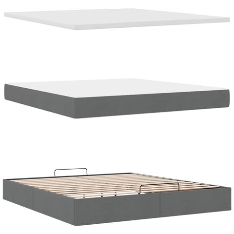 Struttura Letto Pouf con Materasso 160x200 cm in Tessuto - Foto 9