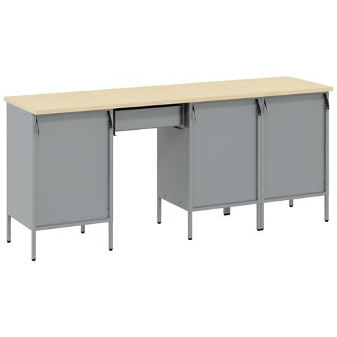 Set da Tavolo e Armadietto da Lavoro in 4 Pezzi Rosso in Legno Ingegnerizzato e Acciaio - Foto 6