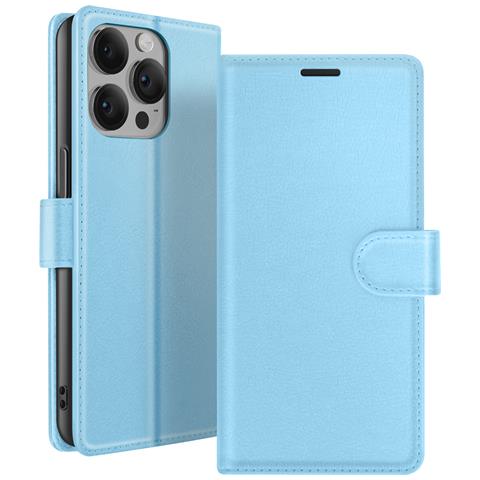Custodia A Portafoglio Per Iphone 14 Pro Max Con Supporto E Linguetta Magnetica, Azzurro - Foto 1