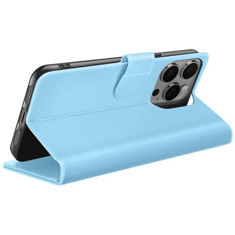 Custodia A Portafoglio Per Iphone 14 Pro Max Con Supporto E Linguetta Magnetica, Azzurro - Foto 2