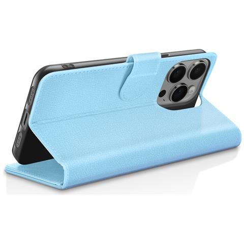 Custodia A Portafoglio Per Iphone 14 Pro Max Con Supporto E Linguetta Magnetica, Azzurro - Foto 5