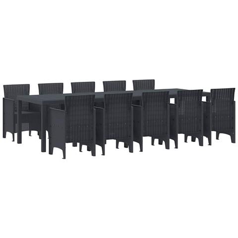 Set da Pranzo per Giardino 11 pcs Antracite Plastica - Foto 1