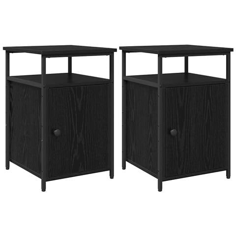 Armadio da Notte 2 pcs Rovere nero Legno multistrato - Foto 1