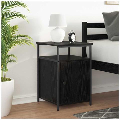 Armadio da Notte 2 pcs Rovere nero Legno multistrato - Foto 2