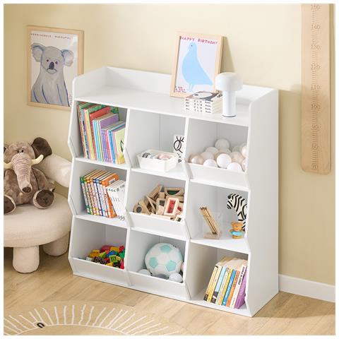 Sobuy Libreria Montessori Per Bambini Con 9 Scomparti Scaffale Portagiochi Bianco - Foto 7