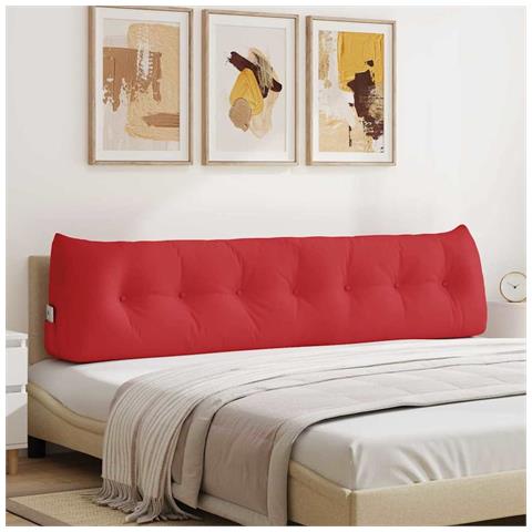 Cuscino per Schiena Rosso 200 x 24 x 50 cm Tessuto - Foto 2