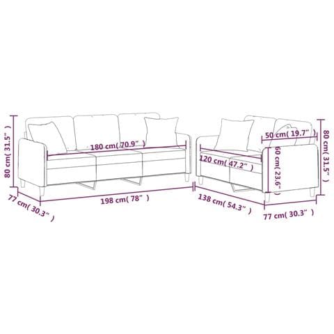 Set di Divani 2 pz con Cuscini Marrone in Tessuto - Foto 9