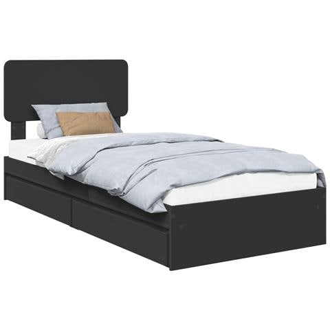 Letto con Contenitore Nero 90 x 190 cm Legno multistrato - Foto 1