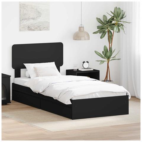 Letto con Contenitore Nero 90 x 190 cm Legno multistrato - Foto 2
