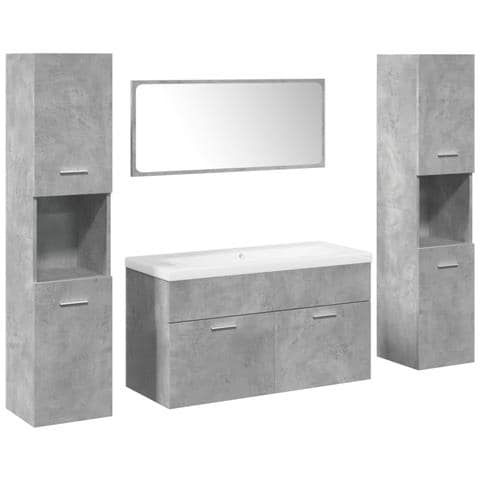 Set Mobili da Bagno 5 pz Grigio Cemento in Legno Multistrato - Foto 1