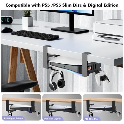 Supporto Per Console Ps5 - Supporto Sottoscrivania Con Gancio Per Cuffie E Controller Ps Vr2 - Foto 2