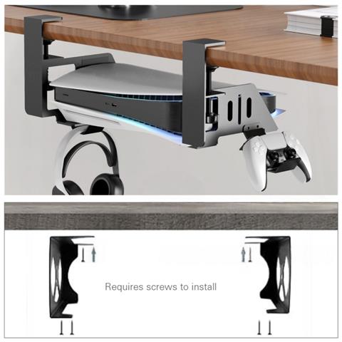 Supporto Per Console Ps5 - Supporto Sottoscrivania Con Gancio Per Cuffie E Controller Ps Vr2 - Foto 6