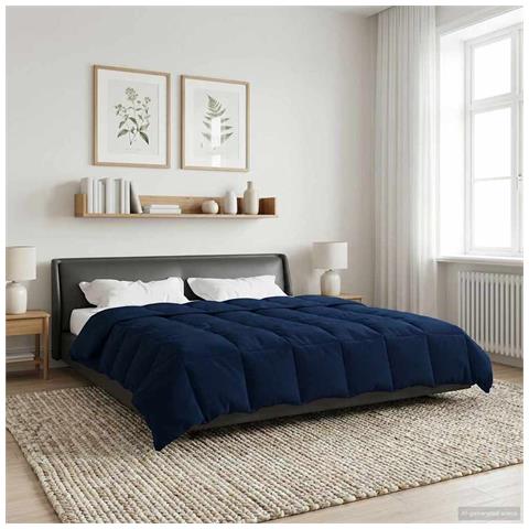 Duvet Invernale Trapuntato Blu Scuro 200 x 200 cm Microfibra - Foto 2