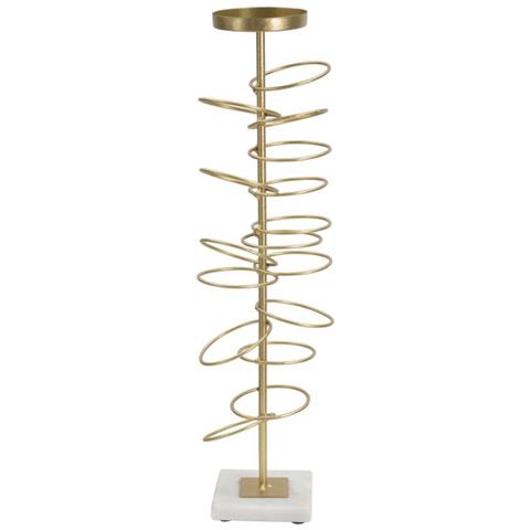Porta Candele Rings In Ferro Dorato E Marmo Bianco Con Anelli Decorativi - Foto 1