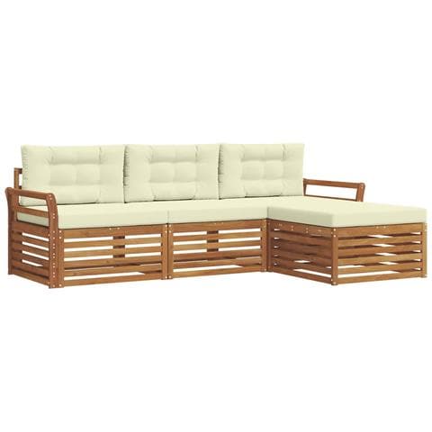Set di divani da esterno con cuscino 4 pcs Naturale e Crema - Foto 1