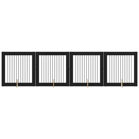 Cancello per cani con supporti 4 pcs Rovere Nero 100 x 100 cm - Foto 1