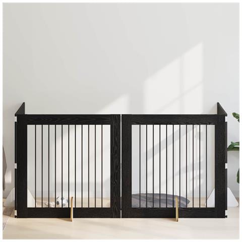 Cancello per cani con supporti 4 pcs Rovere Nero 100 x 100 cm - Foto 2