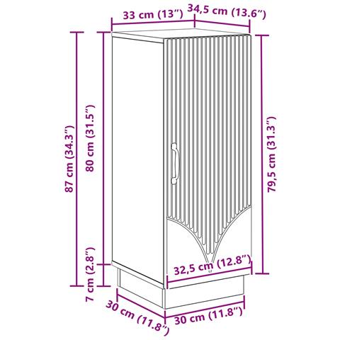 Credenza Bianco Lucido 33 x 34,5 x 87 cm Legno ingegnerizzato - Foto 9