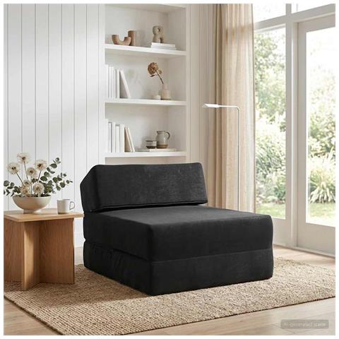 Divano Letto Pieghevole Nero 60 x 70 x 41 cm Tessuto - Foto 2
