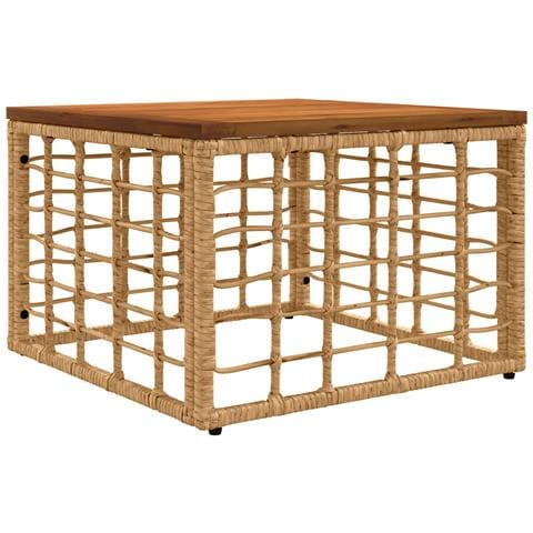 Tavolo da Giardino Naturale 55 x 55 x 37 cm Rattan PE e Vetro - Foto 1