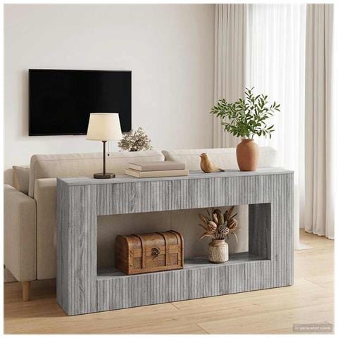 Tavolo consolle Rigato Sonoma grigia 155 x 29 x 74 cm - Foto 2
