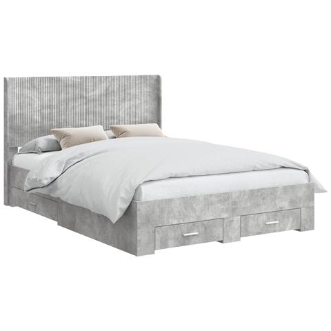 Struttura del letto con stoccaggio e testata Grigio Cemento - Foto 1