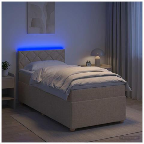 Letto box spring con materasso Crema 100 x 200 cm Tessuto - Foto 2