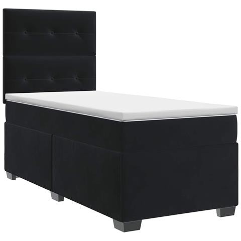 Letto box spring con materasso Nero 80 x 200 cm Velluto - Foto 1