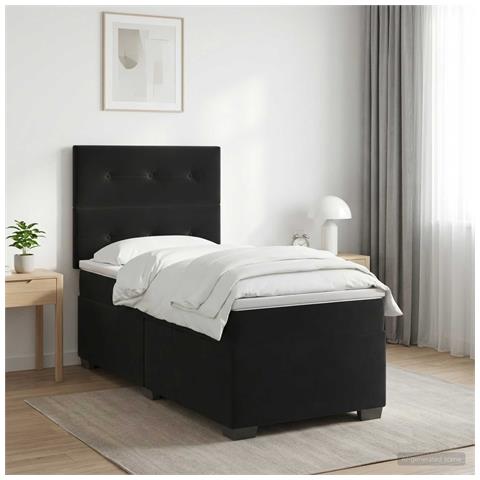 Letto box spring con materasso Nero 80 x 200 cm Velluto - Foto 2