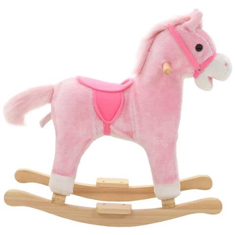 Cavallo a Dondolo in Peluche 65x32x58 cm Rosa - Foto 2