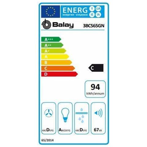 Cappa 3BC565GN a Parete da 60 cm Aspirante Colore Nero - Foto 2