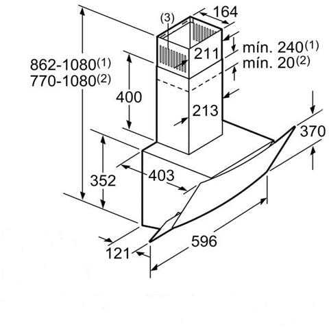 Cappa 3BC565GN a Parete da 60 cm Aspirante Colore Nero - Foto 4