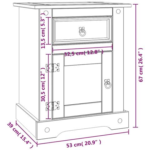 Comodino in Legno di Pino Messicano Corona Grigio 53x39x67 cm - Foto 2