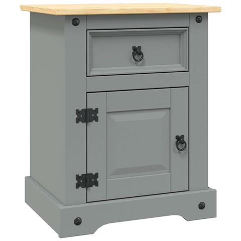 Comodino in Legno di Pino Messicano Corona Grigio 53x39x67 cm - Foto 1