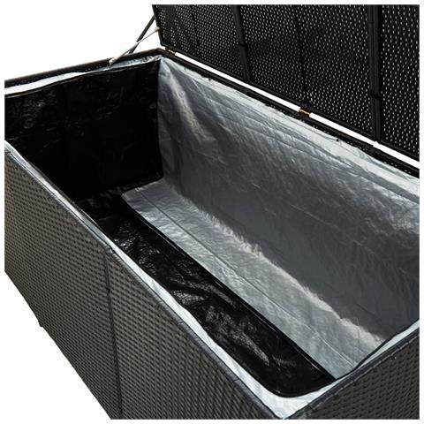 Baule da Giardino in Polyrattan 180x90x70 cm Nero - Foto 8
