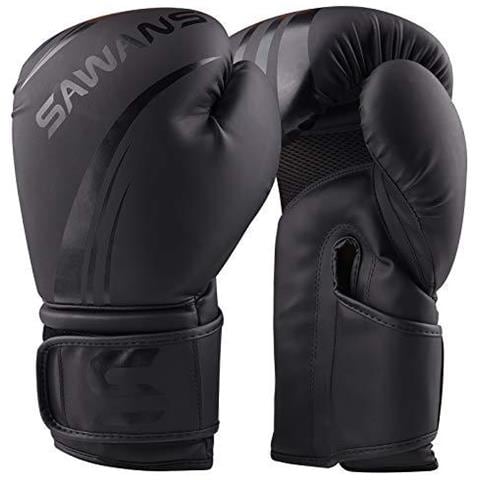 Pelle Sawans Guantoni Da Boxe Professionista Mma Sparring Kickboxing Punch Training Bag Muay Thai Fighting (nero Opaco 10 Oz)  - Foto 1