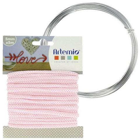 Filato Per Maglieria Rosa 5 Mm X 5 M + Filo Di Alluminio - Foto 1