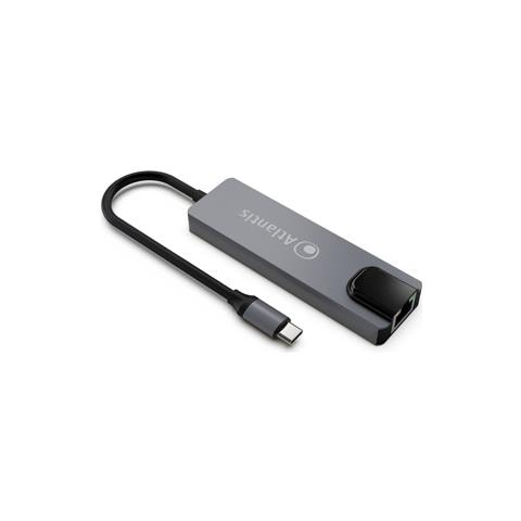 Replicatore di Porte e Docking Station per Notebook A04-TC_LANHD+PU Cablato 2x USB 3.0 / HDMI Grigio + Power Delivery 100W - Foto 1